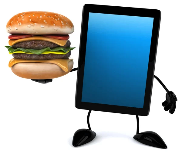 Fun tablet with steak — Stock Photo, Image