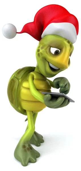 Fun turtle with tablet computer — Stock Photo, Image