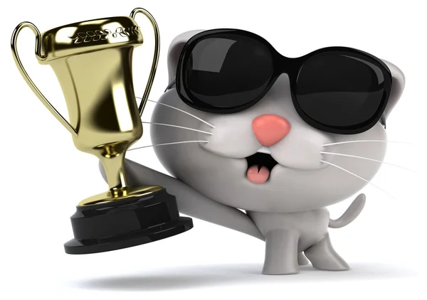 Funny cat in sunglasses with cup — Stock Photo, Image