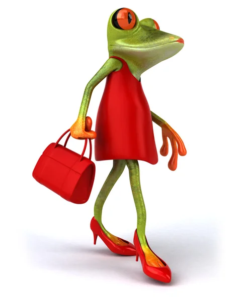 Fun frog in red dress — Stock Photo, Image