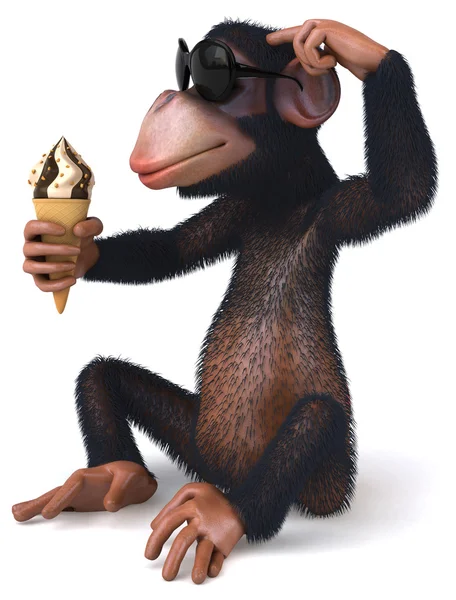 Веселая обезьянка с мороженым — стоковое фото