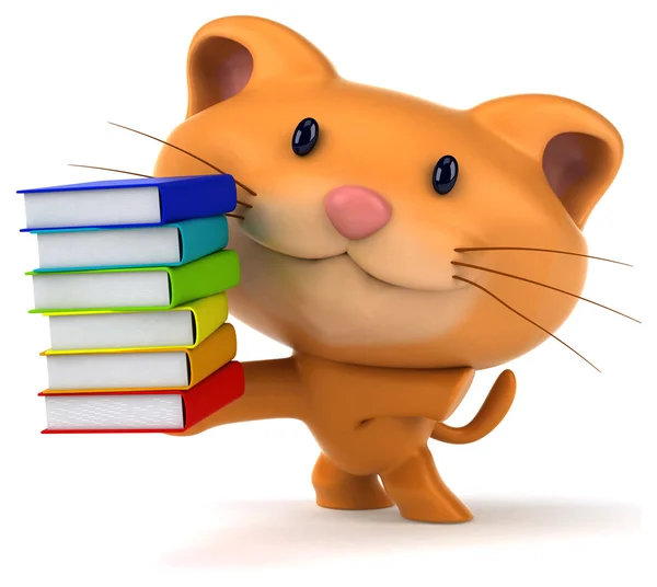 Funny cat with colourful books — Stock Photo, Image