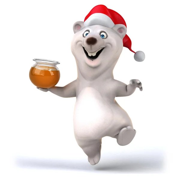 Fun cartoon bear in Santa's hat — Stock Photo, Image