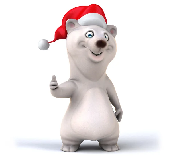 Urso de desenho animado divertido no chapéu do Papai Noel — Fotografia de Stock