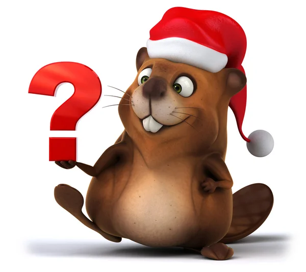 Fun beaver in Santa's hat — Stock Photo, Image