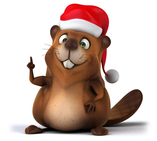 Fun beaver in Santa 's hat — стоковое фото
