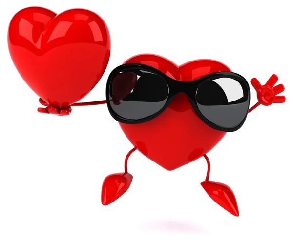 Забавный мультфильм "Сердце с другим сердцем в руках" — стоковое фото