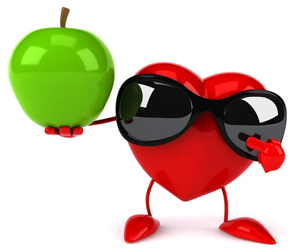 Leuk hart met groene apple — Stockfoto