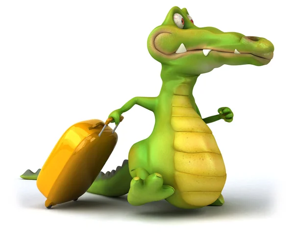 Веселий крокодил з багажем — стокове фото