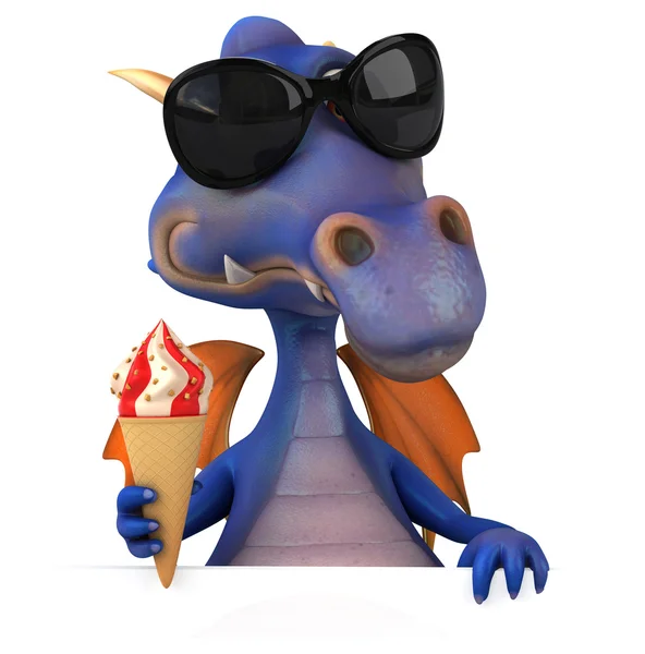 Fun dragon with ice cream — Stock Photo, Image