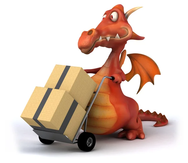 Fun dragon with boxes — Stock Photo, Image