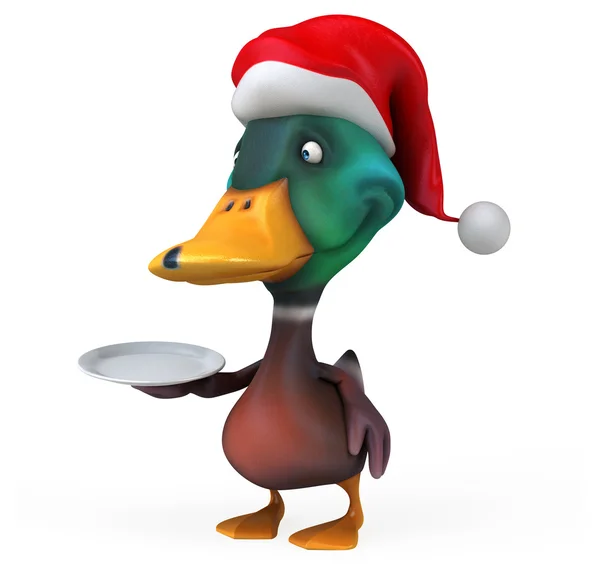 Noel Baba'nın şapkalı plaka ile eğlenceli ördek — Stok fotoğraf