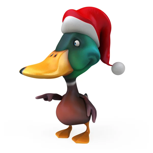 Canard amusant dans le chapeau du Père Noël — Photo