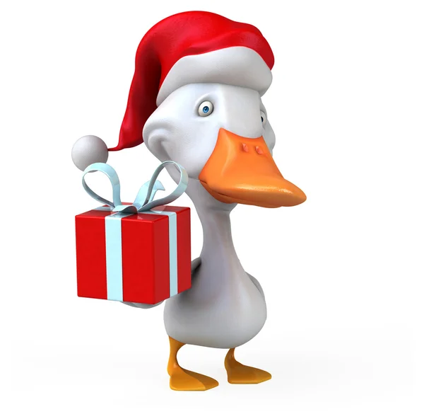 Canard amusant dans le chapeau du Père Noël — Photo