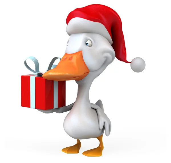 Divertido pato en el sombrero de Santa —  Fotos de Stock