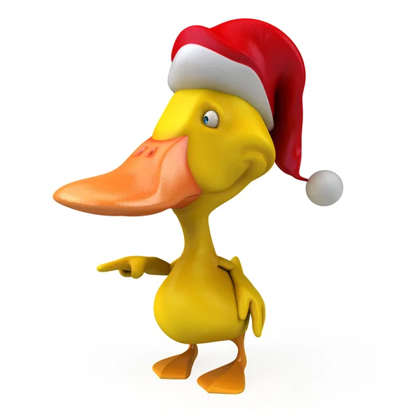 Canard amusant dans le chapeau du Père Noël — Photo