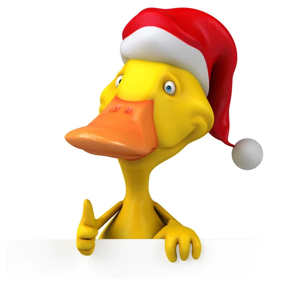 Pato divertido no chapéu do Papai Noel — Fotografia de Stock