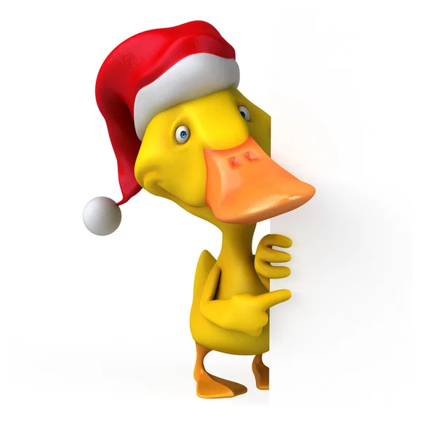 Canard amusant dans le chapeau du Père Noël — Photo