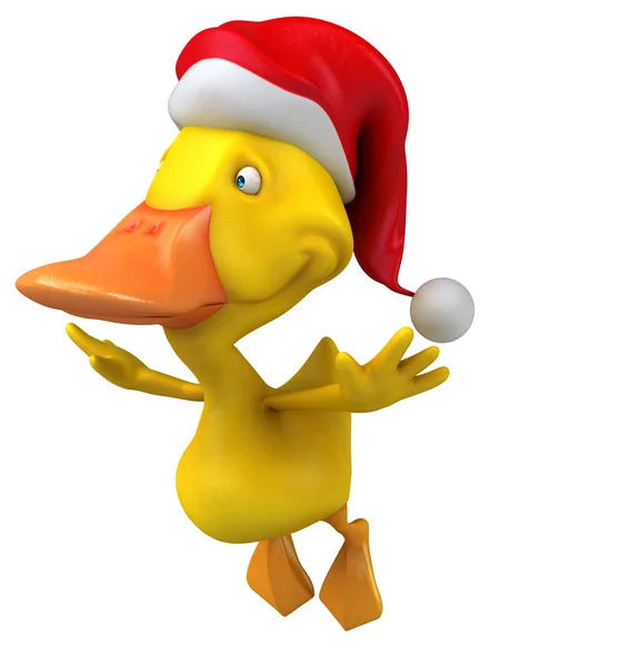 Noel Baba'nın şapkalı eğlenceli ördek — Stok fotoğraf