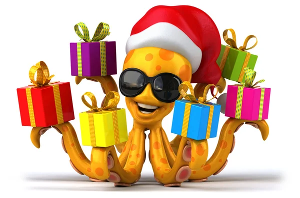 Funny octopus holding gifts — Stock Photo, Image