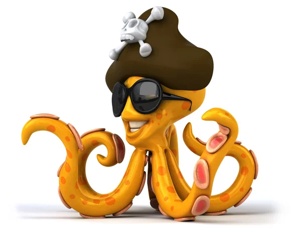 Zábavné chobotnici v pirátský klobouk — Stock fotografie