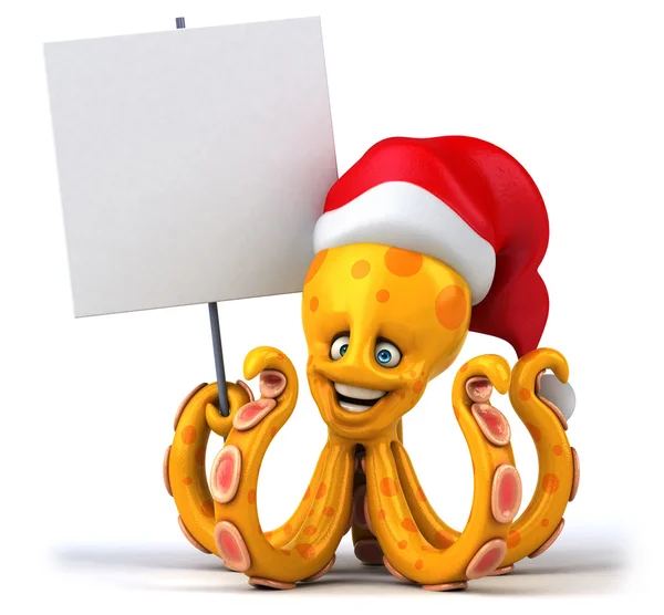 Zabawne ośmiornicy w kapelusz Świętego Mikołaja — Zdjęcie stockowe