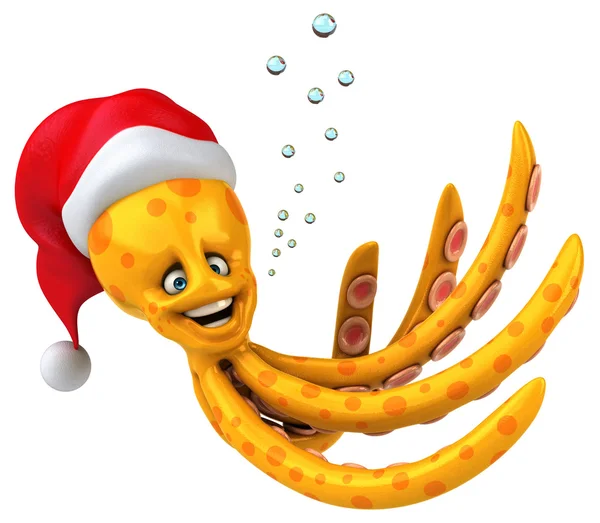 Leuke octopus in de Kerstman hoed — Stockfoto