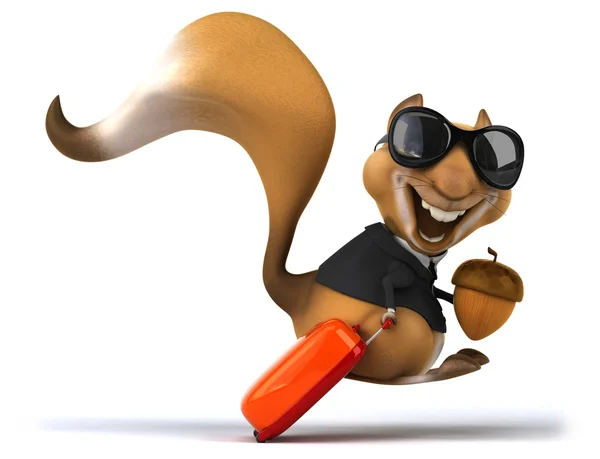 Fun squirrel with luggage — Stock Photo, Image