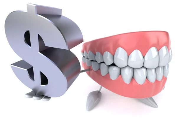 Fun teeth with dollar sign — Stock Photo, Image