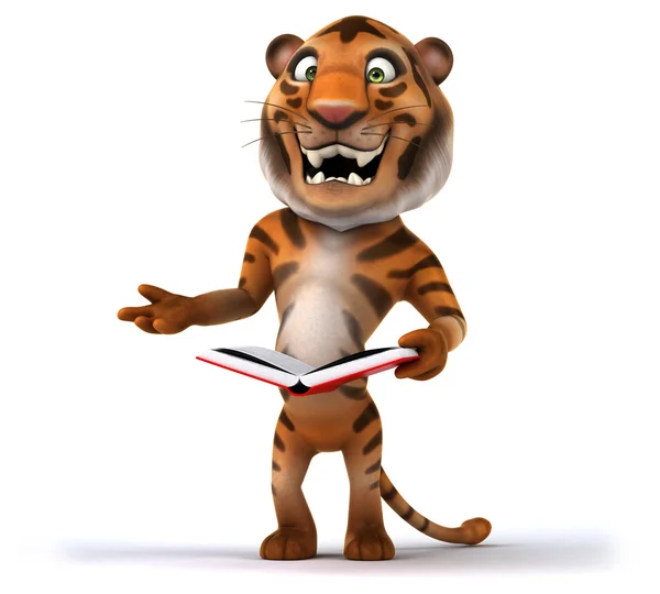 Leuke cartoon tijger met boek — Stockfoto