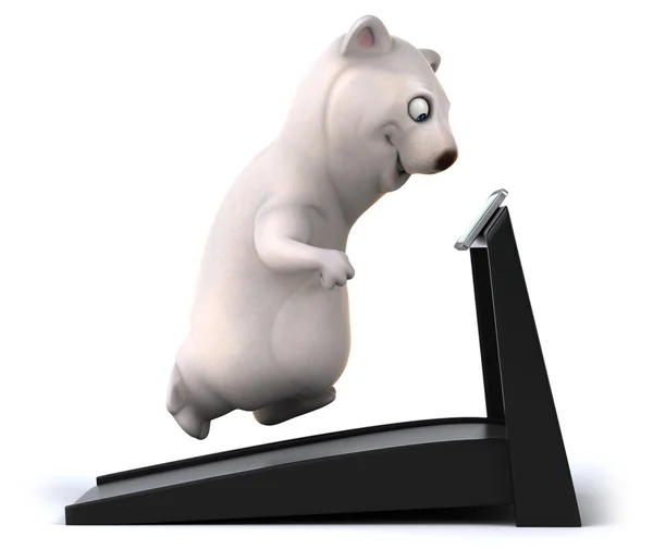Fun cartoon bear on treadmill — Stock Photo, Image