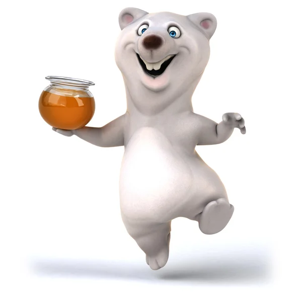 Fun cartoon bear with honey — Stock Photo, Image