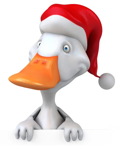 산타의 모자에 재미 있는 오리 — 스톡 사진