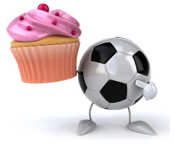 Voetbal bal met cupcake — Stockfoto