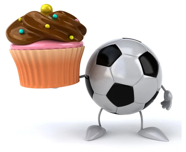 Pelota de fútbol con cupcake — Foto de Stock