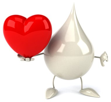 Süt damla kırmızı kalp ile