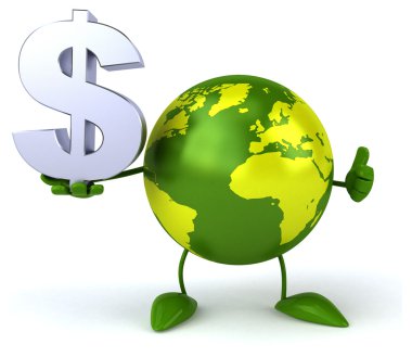 Dolar işareti olan yeşil dünya