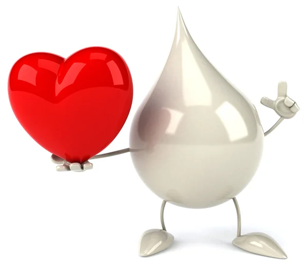 Milk drop with red heart — Stock Photo, Image