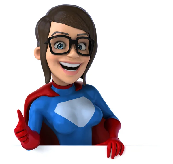 Fun female superhero with thumb up — Stock Photo, Image