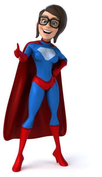 Fun female superhero with thumb up — Stock Photo, Image