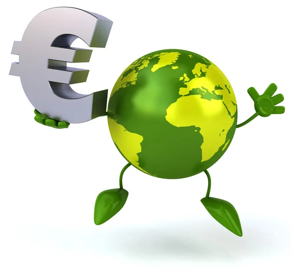 Green world with euro sign — Stock Photo, Image