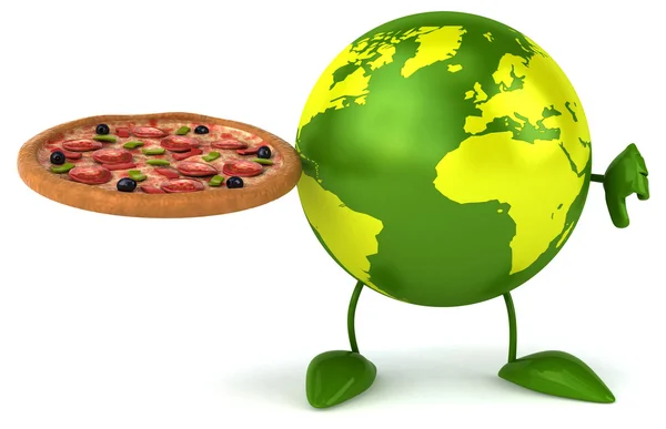 Mundo de dibujos animados con pizza —  Fotos de Stock