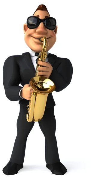 Affärsman med saxofon — Stockfoto