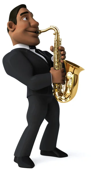 Homem de negócios com saxofone — Fotografia de Stock