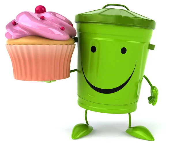 Kek ile yeşil çöp konteyner — Stok fotoğraf