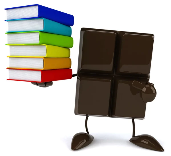 Schokoladentafel mit Büchern — Stockfoto