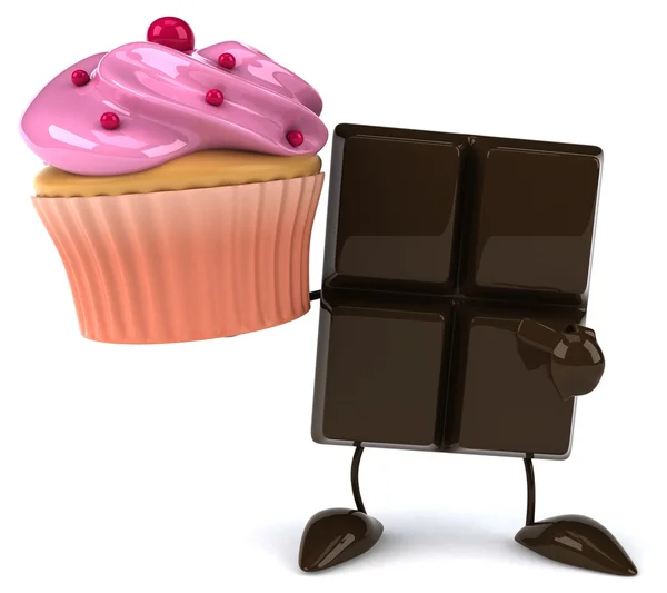 Barra de chocolate com cupcake — Fotografia de Stock