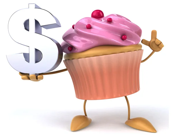 Cartoon Cupcake with dollar sign — Stock Photo, Image