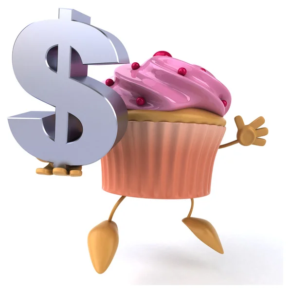 Cupcake de dibujos animados con signo de dólar — Foto de Stock