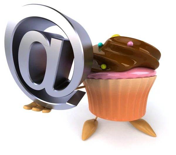 Cartoon Cupcake med e-symbol — Stockfoto